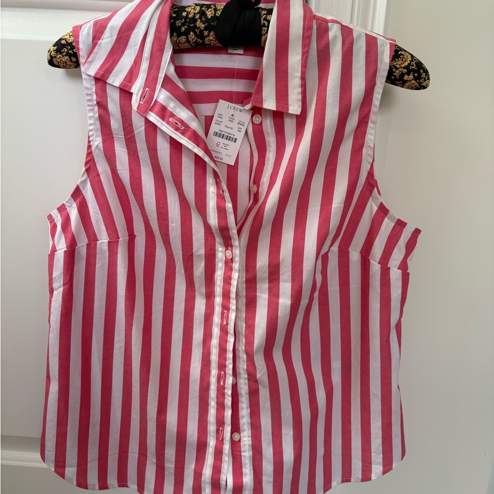 J. Crew Pink and White Striped Kids Button Down Shirt